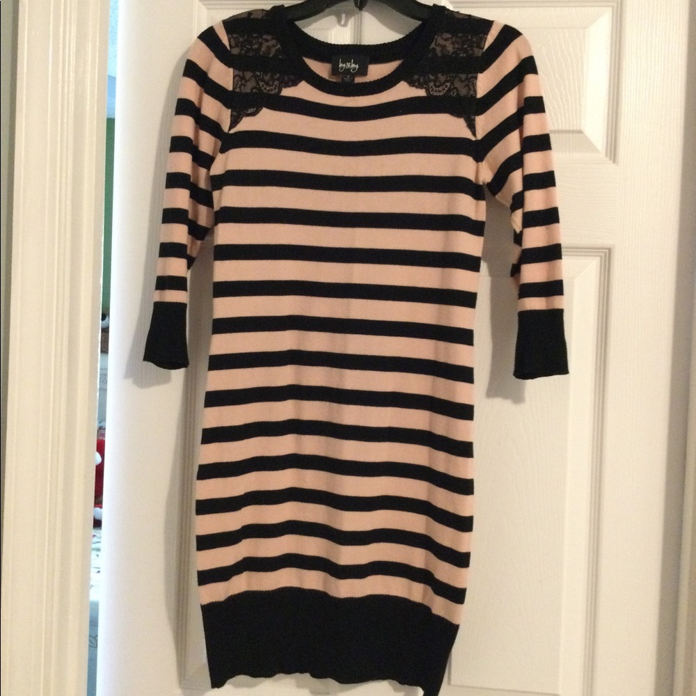 By&By Size Small Striped Sweater with Lace-Juniors